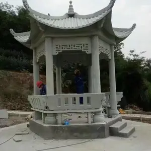 中旭芝麻白石凉亭,青石六角亭,双层石亭,景观石凉亭