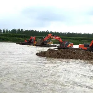 杭州打桩水上浮筒挖掘机出租台班价钱