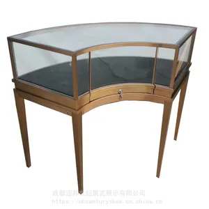包破损***不锈钢玻璃弧形展示柜台圆形珠宝眼镜手表展柜陈列柜台