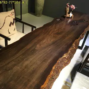 檀笑古今巴花实木大板乌金黑檀木茶桌