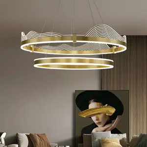 供应客厅吊灯后现代轻奢创意个性LED简约北欧波浪型吊灯具