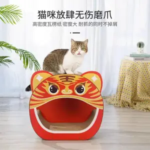 虎年新款舞狮瓦楞纸立式特大号猫抓板猫窝一体耐磨耐抓不掉屑