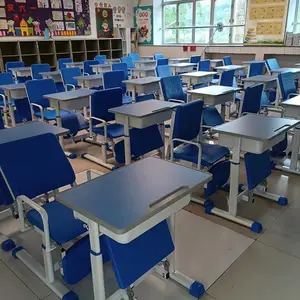 广东学生课桌椅 学校课桌椅单人金属学生台椅厂家 午休课桌椅厂家