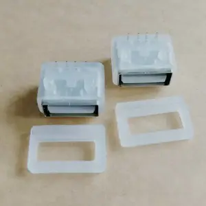 A母短体10.0防水母座 4P 90度卧式防水插座 带定位柱 白色防水胶套 带防水胶圈