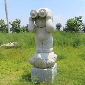 创意石雕抽象人物雕塑小品摆件望眼镜儿童人物雕塑装饰摆设崇武石雕