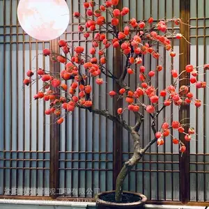 沈阳花艺软装专业制作仿真树仿真柿子树果实树农家院软装餐饮店花艺