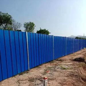 加厚彩钢铁皮板施工围挡 简易围地蓝色安全挡板