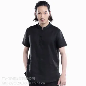 宸贤男士中国风唐装短袖男休闲T恤圆领上衣男装春季短袖汉服男装#263接单来样生产