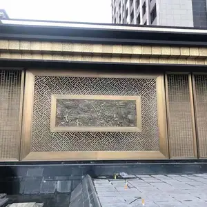 售楼部门楼金属整装 中式仿古铜大门制作 户外景墙定制