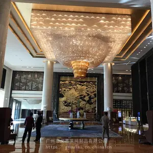 灯饰网 水晶灯防护网 酒店灯饰安全防坠网罩 吊灯安全防护隐形网