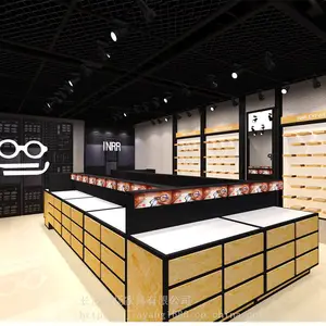 长沙多层格子眼镜柜台,眼镜店柜台定做,实木眼镜展柜,长沙展柜本地厂家
