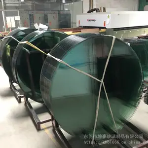 东莞家具玻璃厂家定做圆形12mm透明钢化玻璃台面可粘接铝饼消音转盘