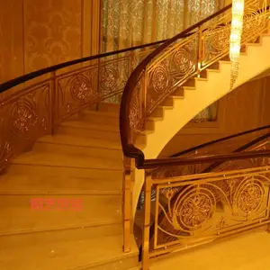 欧式铜铝楼梯护栏设计 _铜铝电镀楼梯扶手_铜楼梯_铜扶手
