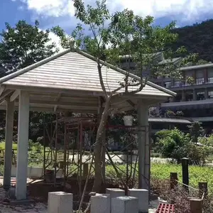 水泥仿木四角凉亭,户外仿木亭子,景观亭