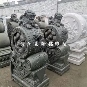 仿古石雕青石做旧狮子门墩中式复古陈设摆件门前神兽摆件