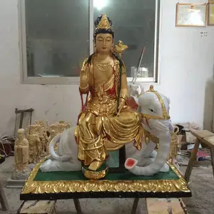 纯铜文殊普萨佛像摆件普贤菩萨像本命佛铜像家用佛堂***大号