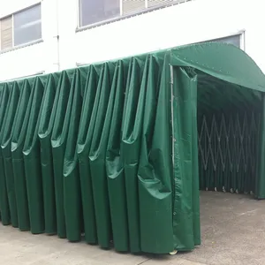 移动伸缩棚 悬空电动体育场遮阳蓬遥控推拉雨棚 轨道式仓库篷