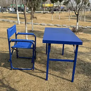 钢制直板桌折叠桌户外野餐桌消防蓝周训桌庆琪恒可定制