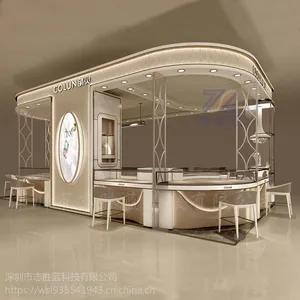 深圳志胜蓝定制商场玻璃钢装饰工程珠宝化妆品精品展示柜组装波浪造型装饰板