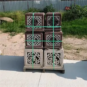 印度红太阳能石雕灯笼 雕刻50高石刻石灯笼 市政路边青石石头灯