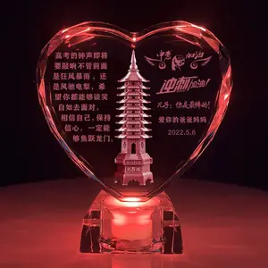 文昌塔水晶内雕发光小夜灯助中高考学业桌面摆件毕业季同学会纪念品