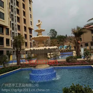 重庆人造砂岩景观喷泉 户外广场喷水池水钵 欧式天使人物喷泉雕塑