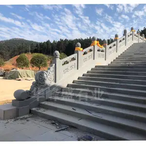 青石莲花石雕栏杆 寺院护栏石雕 有线雕型栏杆