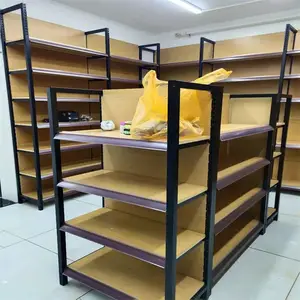 金龙恒晟木纹转印货架 四柱金属超市架子 五层层板可调节