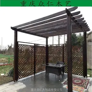铜梁家用实木花架 防腐木异形花架 樟子松葡萄架生产 众仁木艺