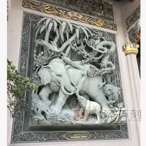 祠堂狮象石材浮雕 宗祠门面浮雕设计 厂家批发