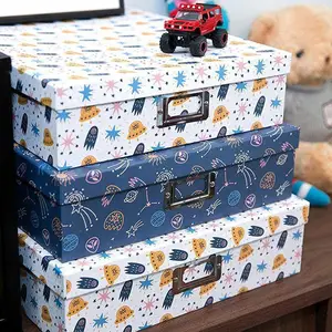 家居日用品纸质固定款收纳箱 金属护角包边纸上下盖收纳箱