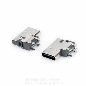 14 P TYPE-C母座侧插垫高2.6 90度1.4大间距14.75L