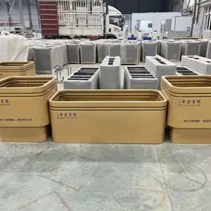 户外不锈钢板长花箱拉丝原色花盆金属花器成品简约室内外花钵定做厂家烤漆金色圆角镀锌板种植盆器