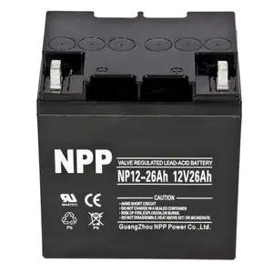 耐普蓄电池NPG12-26Ah 免维护电池12V26AH胶体消防太阳能UPS