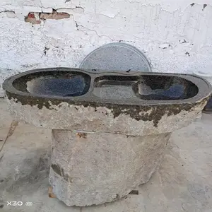 鹅卵石立柱盆复古洗面盆石头洗手盆仿古洗手池