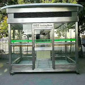 广东户外厂区休息室吸烟亭成品钢结构公共吸烟区医院街道移动吸烟亭