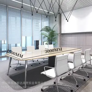 厂家批发办公室家具玻璃船型会议桌会议桌接待洽谈桌子工作台