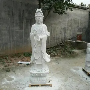 汉白玉石雕2米滴水观音雕像露天三面观音寺庙摆件