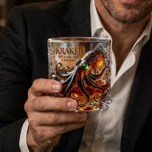 豪华章鱼形状玻璃杯透明高硼硅玻璃酒吧礼品杯260ml玻璃威士忌杯