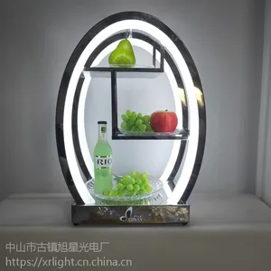 酒吧***创意三层不锈钢发光果盘架 LED蛋形发光果盘 餐厅点心架 中山旭星