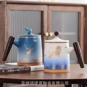 定制陶瓷艺术杯子 羊脂玉白瓷办公杯 大容量工艺茶杯