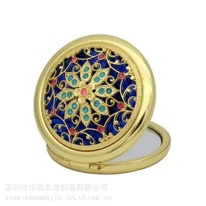 礼品小镜子随身携带折叠口袋镜工厂定制金属化妆镜手持单面镜