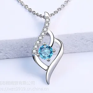 925纯银 项链 女款 银白锆 吊坠 简约 十字链 项饰 新品 配饰