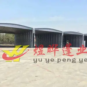 推拉活动车棚移动仓库伸缩推拉雨蓬工地帐篷超大帐蓬工厂雨棚移动仓库雨蓬