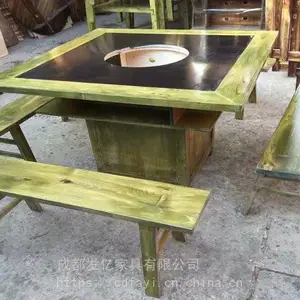 自助餐电磁炉火锅桌,实木火锅桌,串串香火锅桌椅厂家