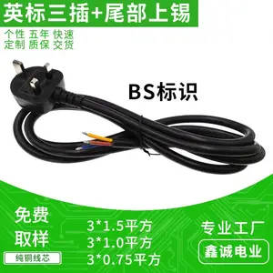 BS��ȫͭ3*1.5mm2Ӣ������β����Ƥ������Դ�� Ӣ��AC��ͷ��