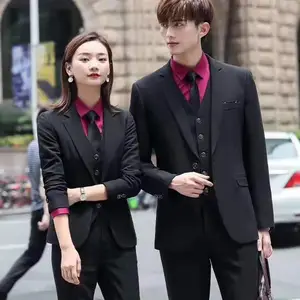河南西服定制厂家供应现货男女黑色西服，企业职业装定做