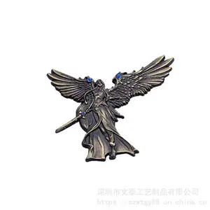 老鹰翅膀立体胸章 订做中山大学徽章 金属蓝宝石胸针 定制蓝钻石胸针