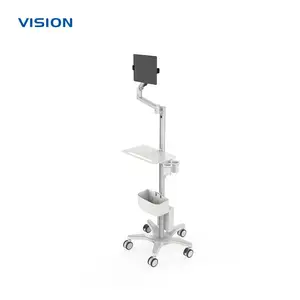 VISION 24064| 可升降平板支架医疗五轮推车 带托盘收纳医疗台车