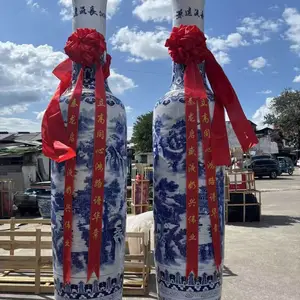 陶瓷落地大花瓶 摆设手绘粉彩大花瓶 山水源远流长客厅装饰花瓶